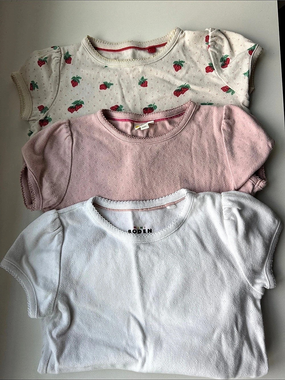 Boden Girls' 3-Piece Short Sleeve Tees Pink & White